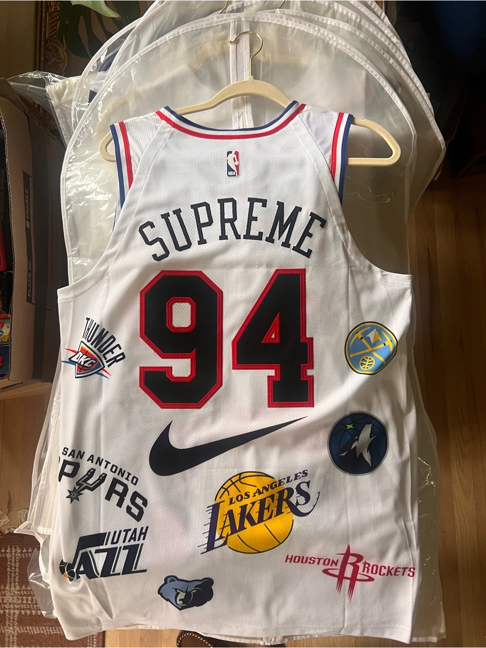 Supreme x Nike x NBA Teams Authentic Jersey White SS18 Size L/48 RARE